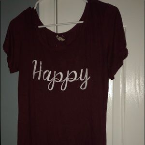 ‘Happy’ shirt with motivational quote on the back